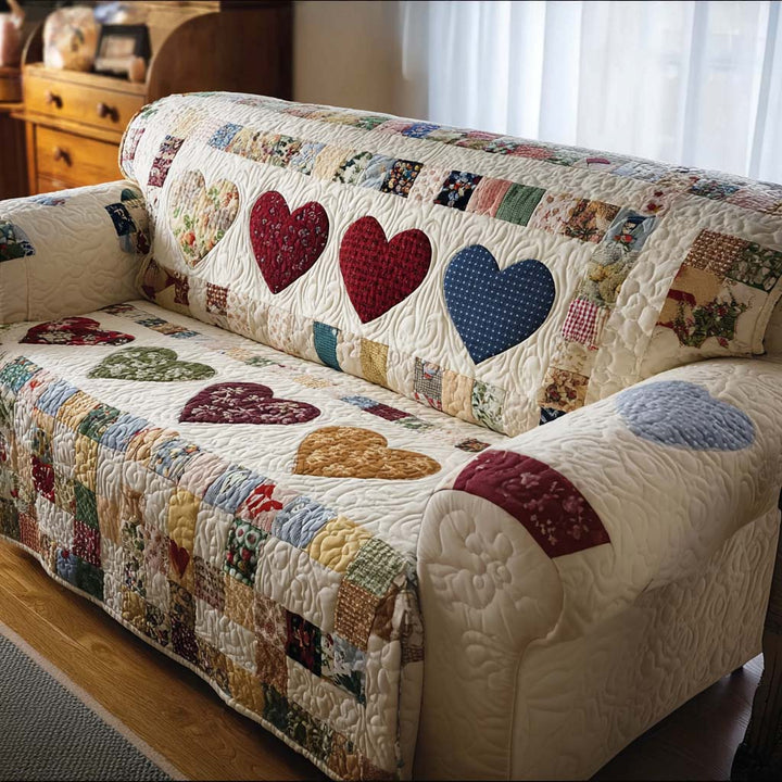 Lovely Heart Quilted Sofa Cover