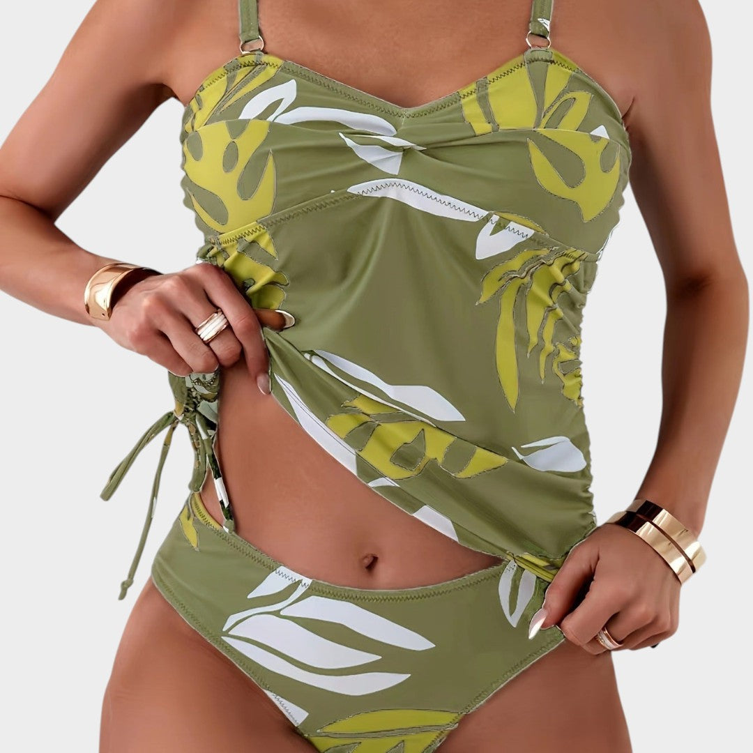 Carlotta - Tropical One-Piece Swimsuit with Side Ties