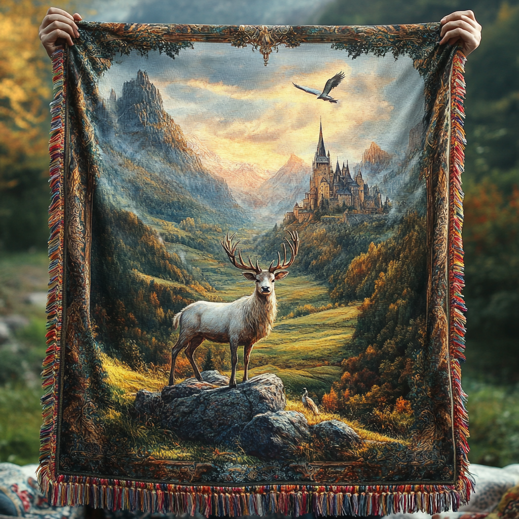 Majestic Peaks Fantasy Woven Blanket