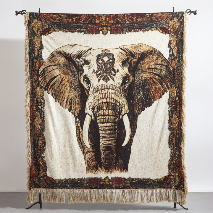 Majestic Tusk Elephant Woven Sofa Throw