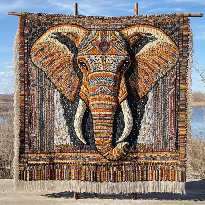 Majestic Tusk Elephant Woven Blanket