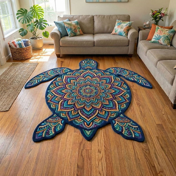 Mandala Turtle Shaped Rug
