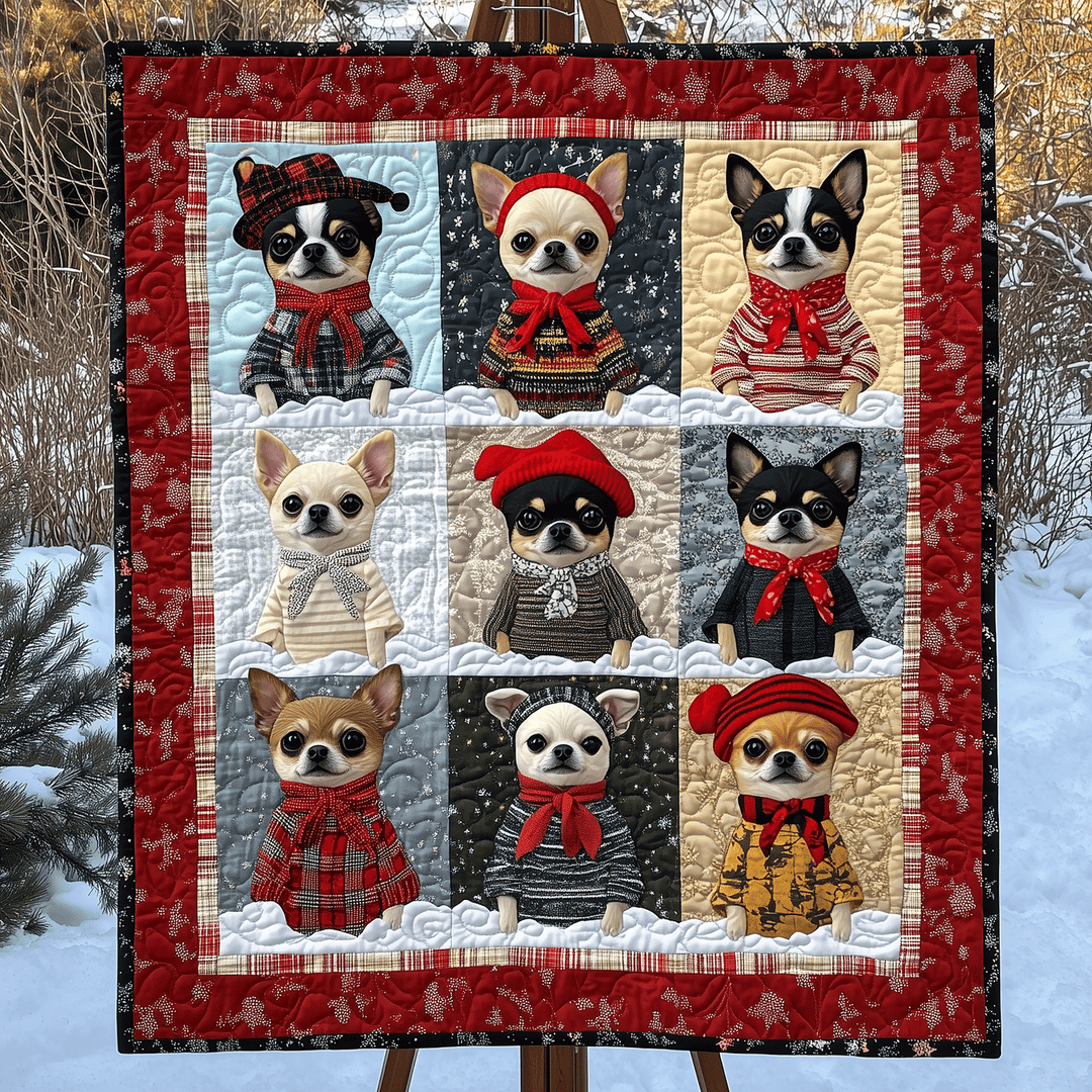 Merry Chi-Mas Chihuahua Art Quilt Wall Hanging