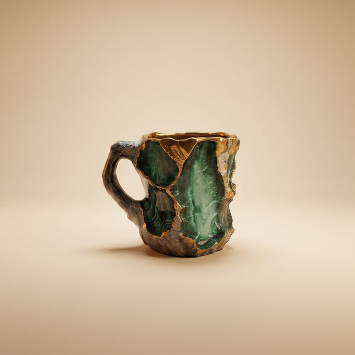 Handmade Green Mineral Glass Mug