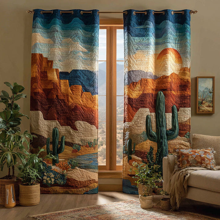 Cactus Monolith View Quilted Curtains