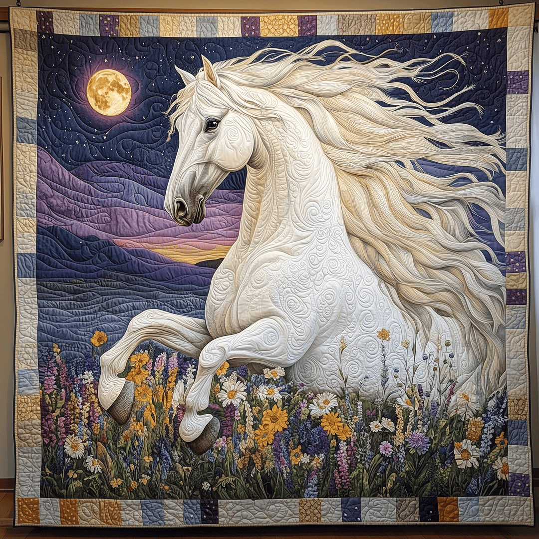 Moonbeam Steed Art Quilt Wall Hanging