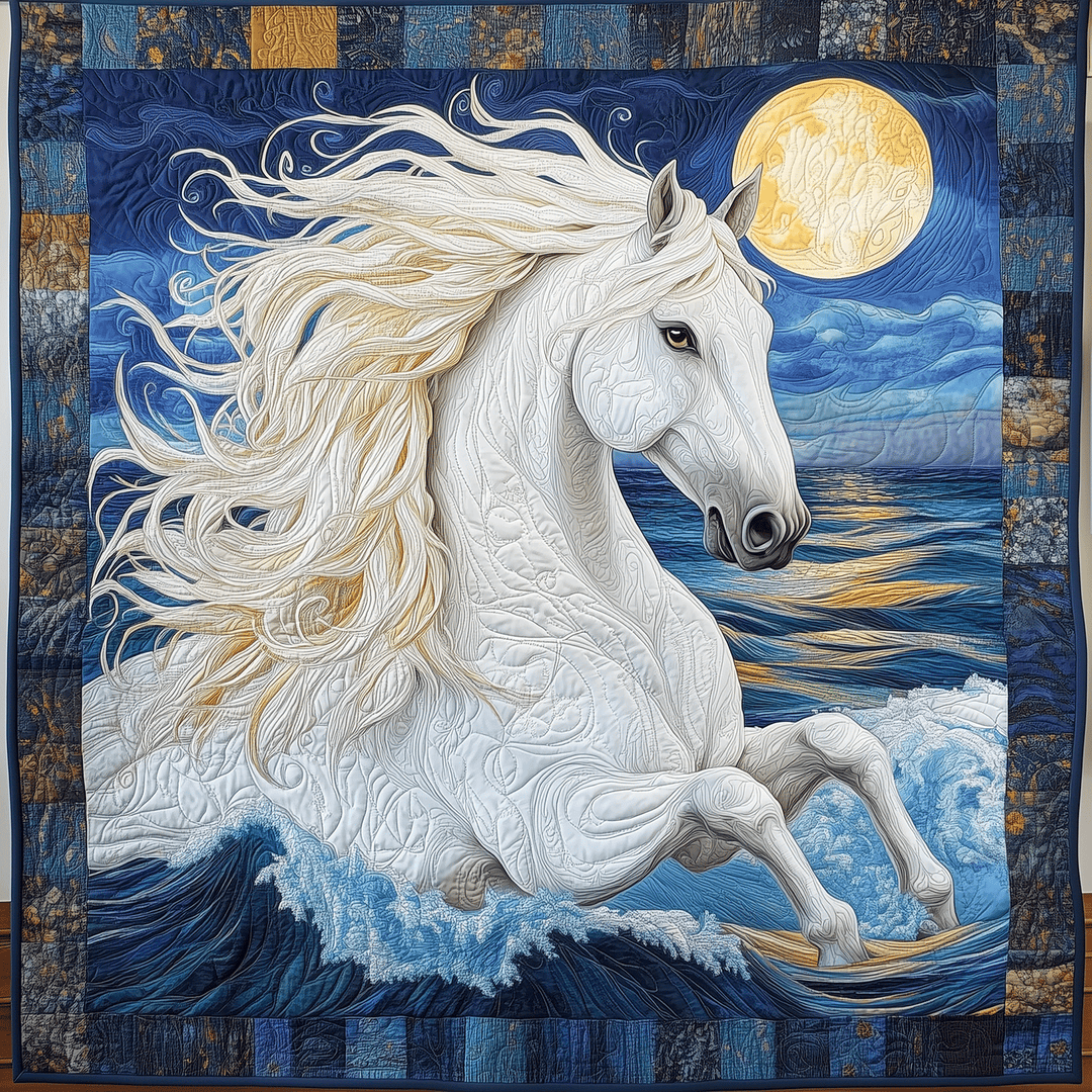 Moonlit Splendour Horse Art Quilt Wall Hanging