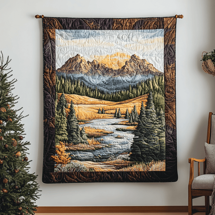 Mountain Nature Art Quilt Wall Hanging