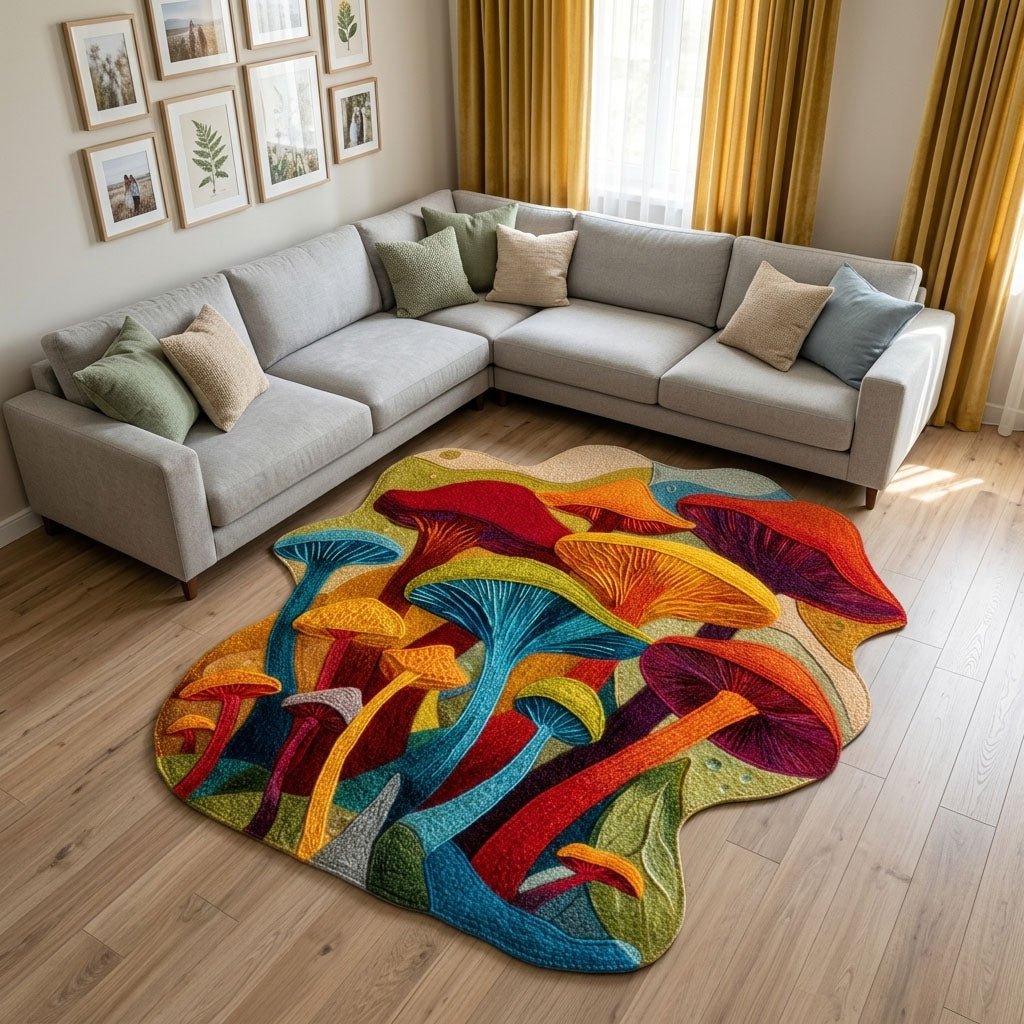 Mushroom Haven Shaped Area Rug