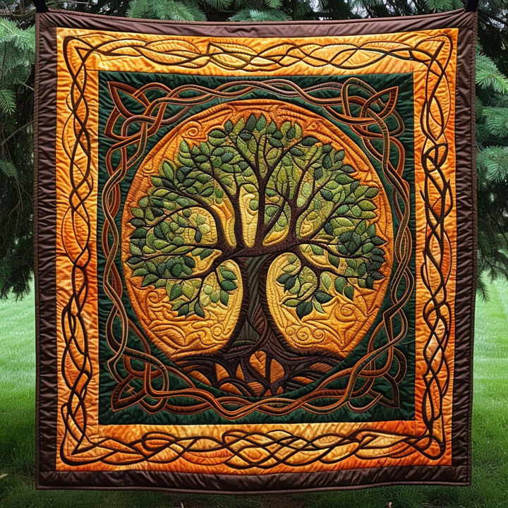 Mystic Tree of Life Quilted Blanket