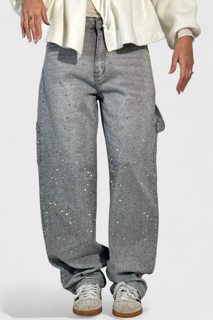 Ariel - Rhinestone Balloon Cargo Jeans