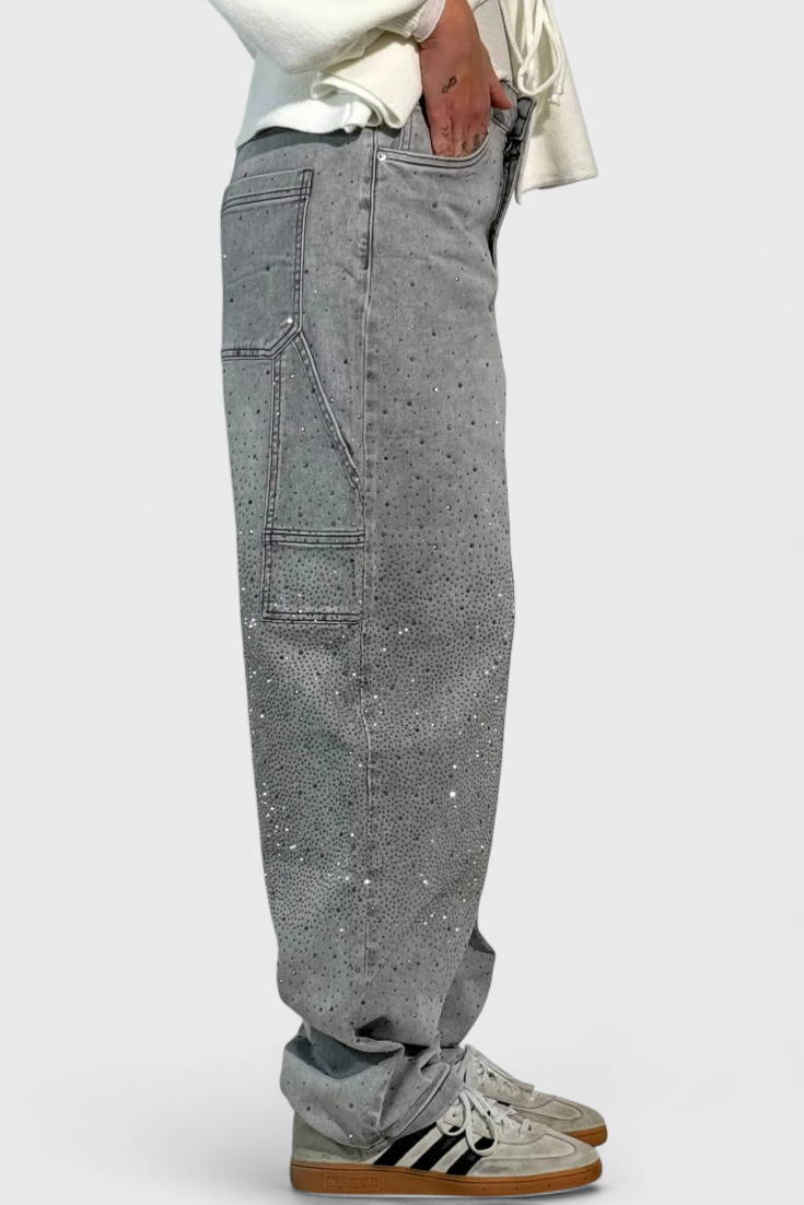 Ariel - Rhinestone Balloon Cargo Jeans