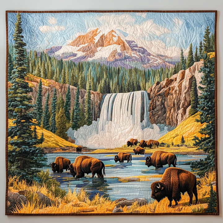 Bison Art Quilt Wall Hanging