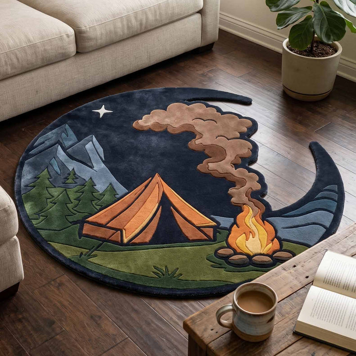 Camping Night Custom Shaped Rug