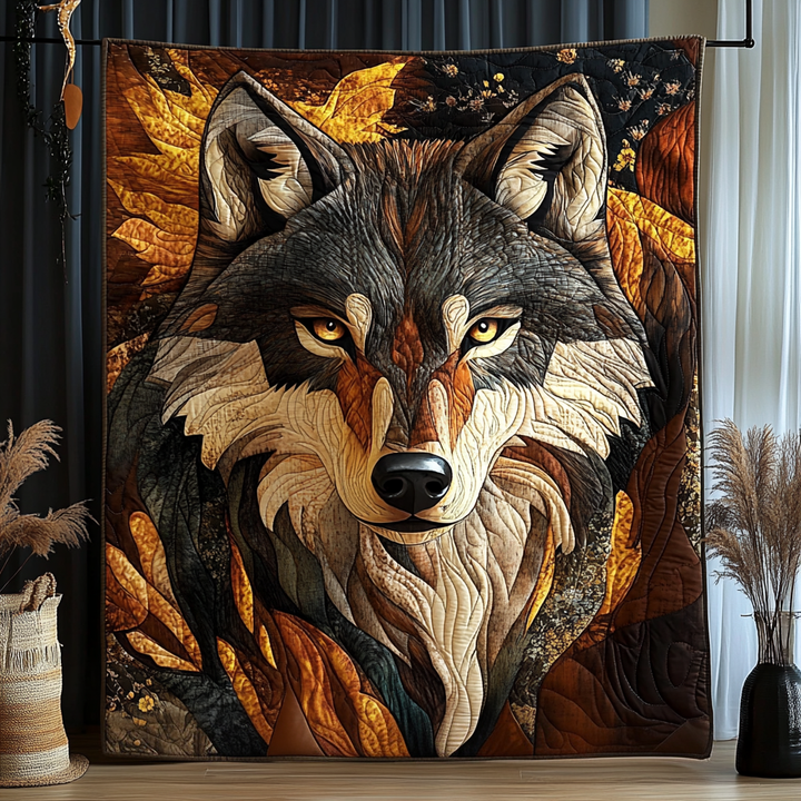 Nightfall Hunter Wolf Quilted Blanket