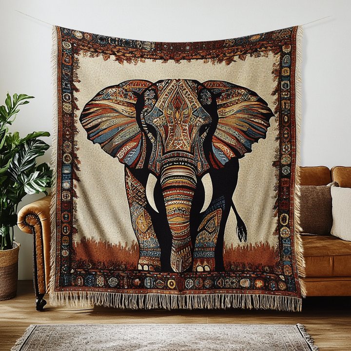 Noble Elephant Woven Blanket