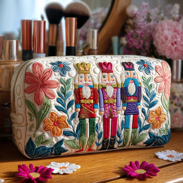 Nutcracker Holiday Quilted Makeup Bag