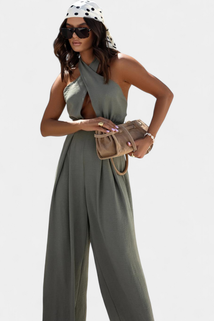 Charmaine - Halter Wrap Backless Jumpsuit