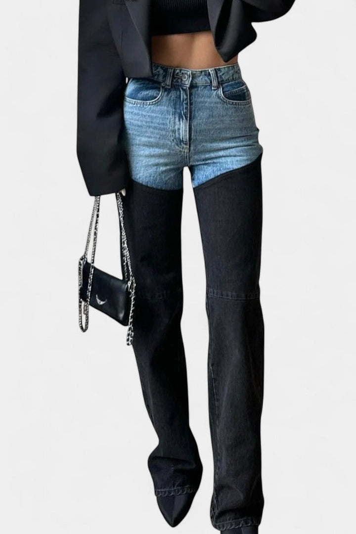 Claudine - Patchwork Straight Leg Jeans