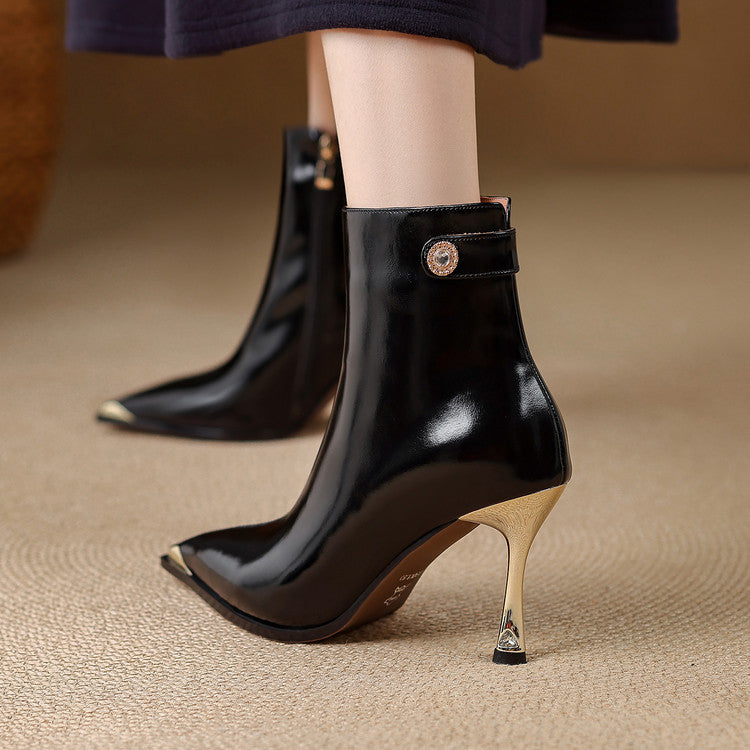 Verena - Genuine Leather High Heel Ankle Boots