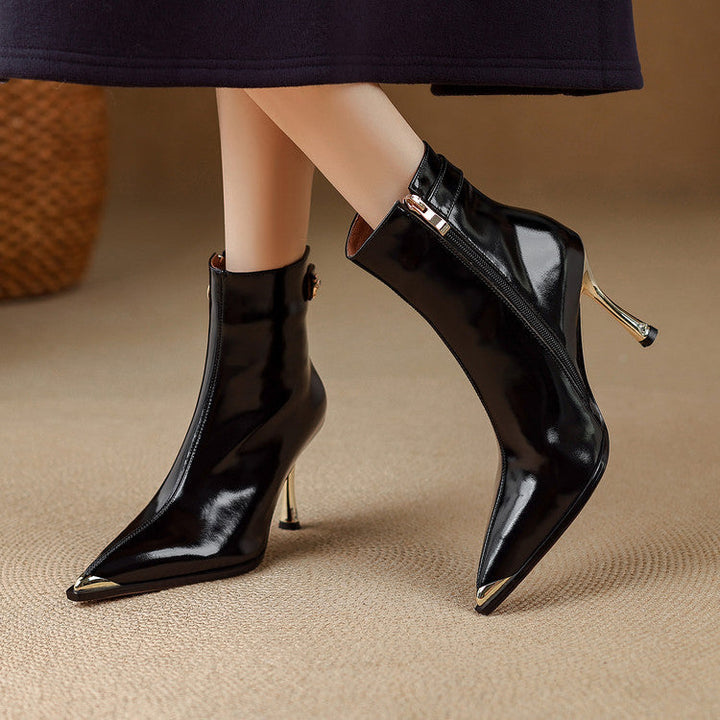Verena - Genuine Leather High Heel Ankle Boots