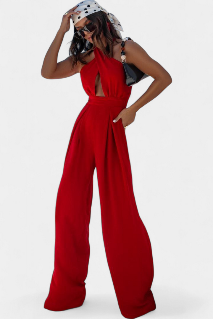 Charmaine - Halter Wrap Backless Jumpsuit