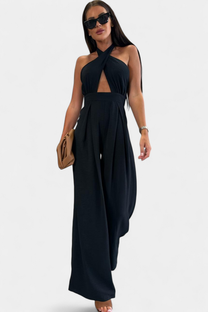Charmaine - Halter Wrap Backless Jumpsuit