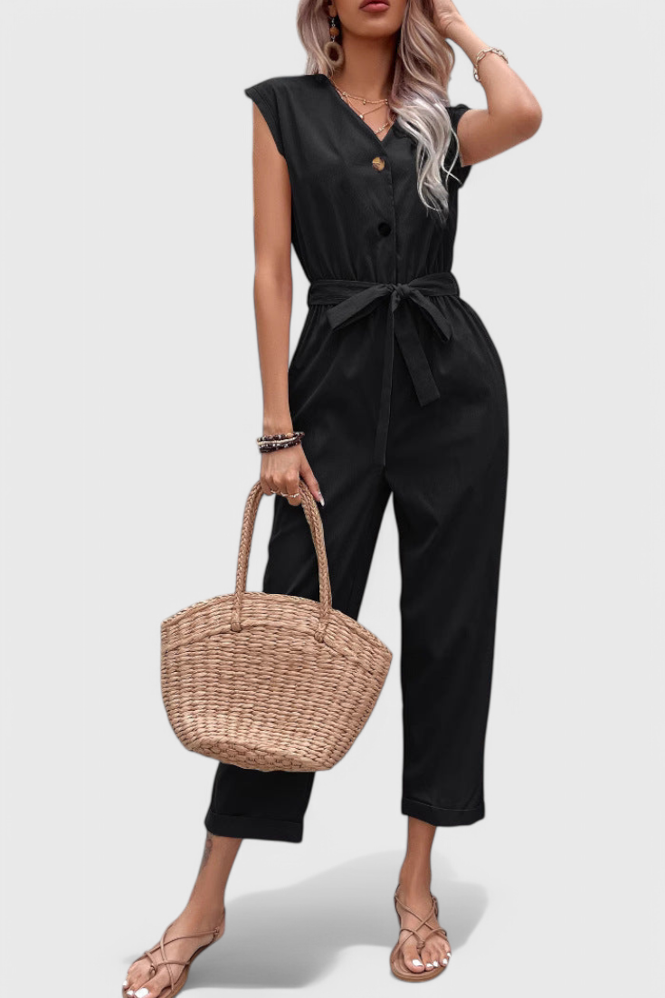 Edda - Sleeveless Button Jumpsuit