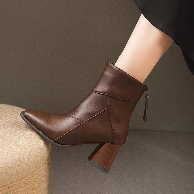 Emery - Premium Leather Block Heel Ankle Boots