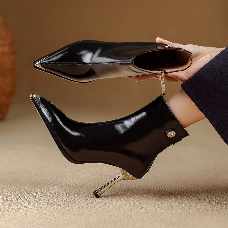 Verena - Genuine Leather High Heel Ankle Boots