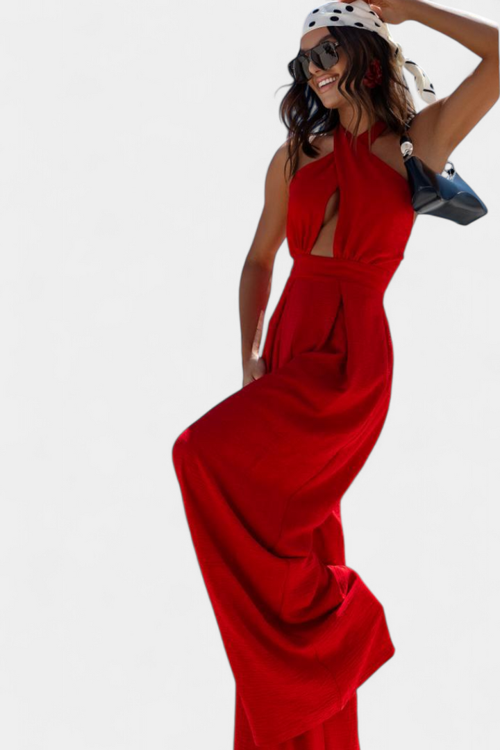 Charmaine - Halter Wrap Backless Jumpsuit