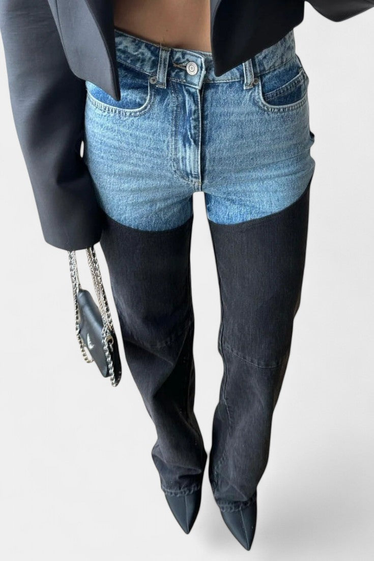 Claudine - Patchwork Straight Leg Jeans
