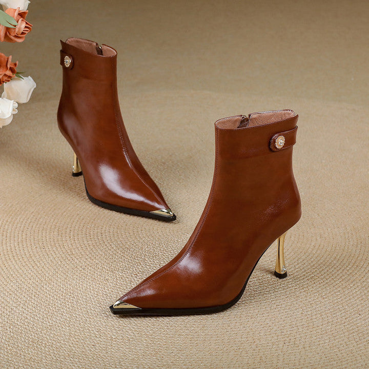 Verena - Genuine Leather High Heel Ankle Boots