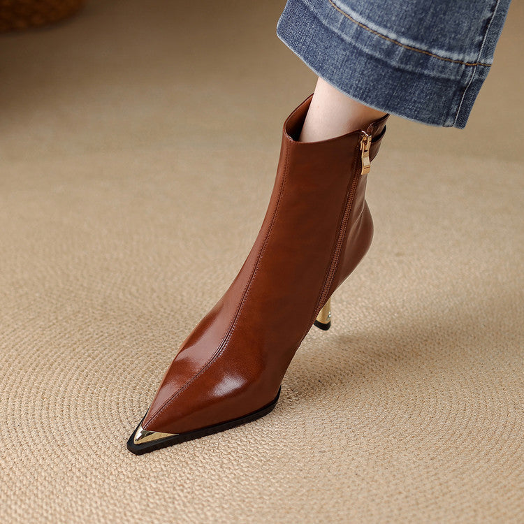 Verena - Genuine Leather High Heel Ankle Boots