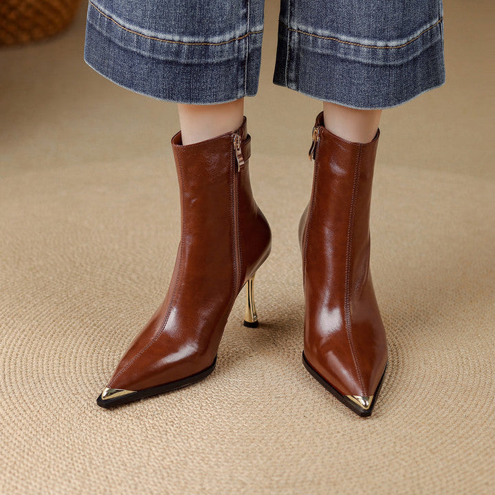 Verena - Genuine Leather High Heel Ankle Boots