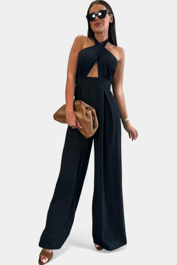 Charmaine - Halter Wrap Backless Jumpsuit