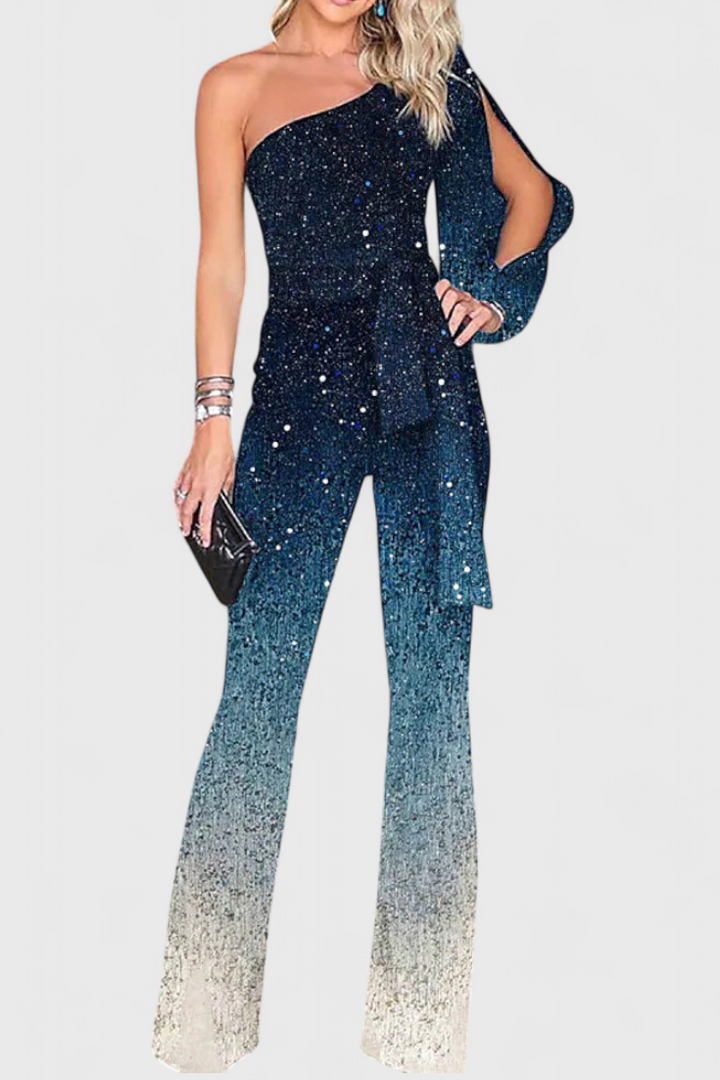 Cynthia - Asymmetric Sparkle Jumpsuit