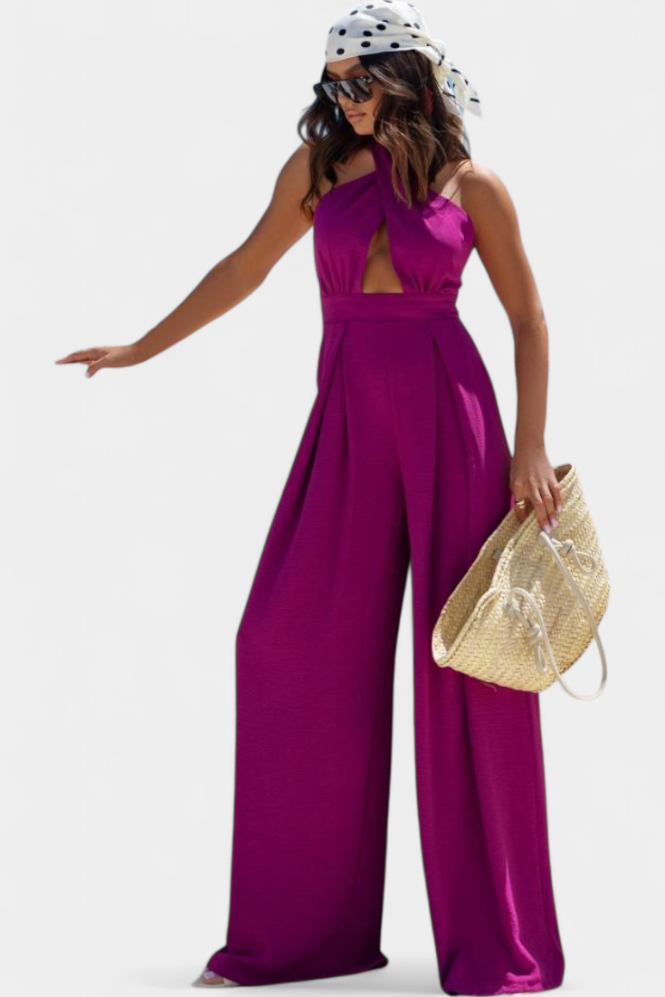 Charmaine - Halter Wrap Backless Jumpsuit