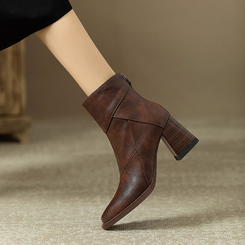 Emery - Premium Leather Block Heel Ankle Boots
