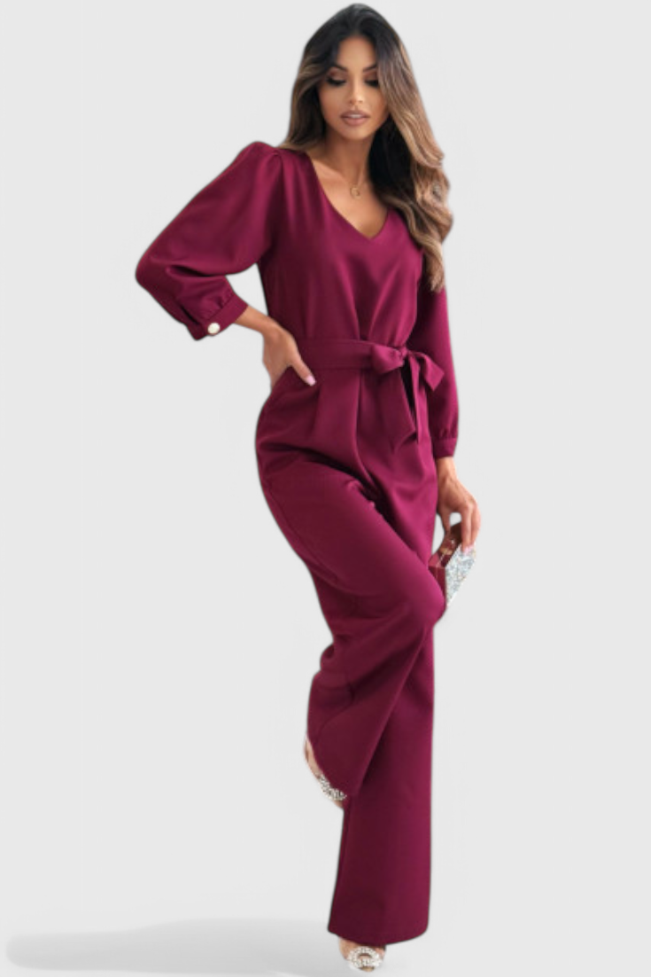 Aveline - Wide-Leg V-Neck Jumpsuit