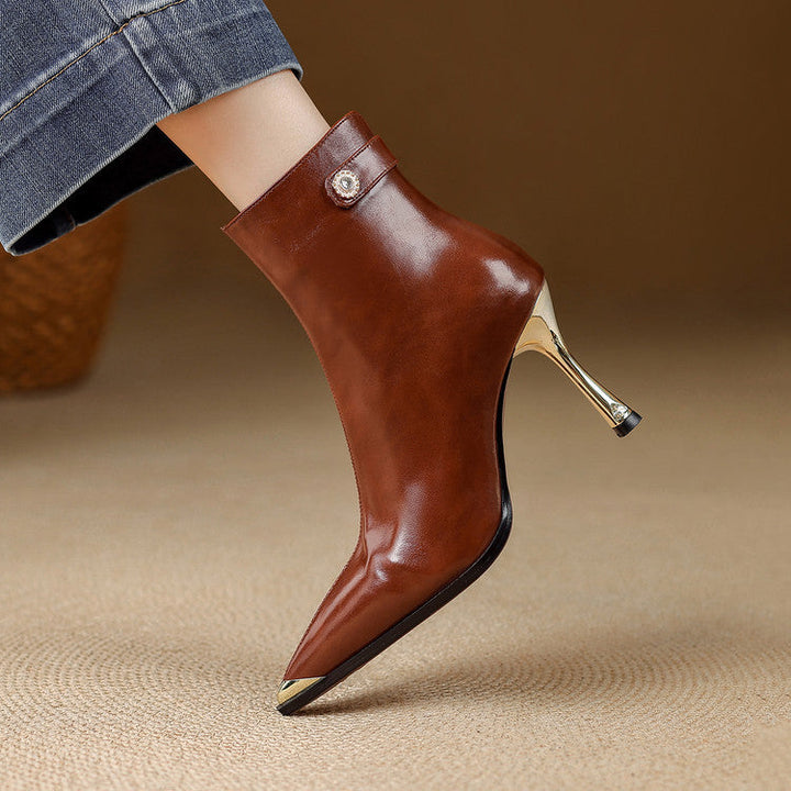 Verena - Genuine Leather High Heel Ankle Boots
