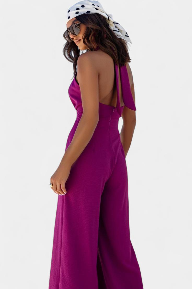 Charmaine - Halter Wrap Backless Jumpsuit