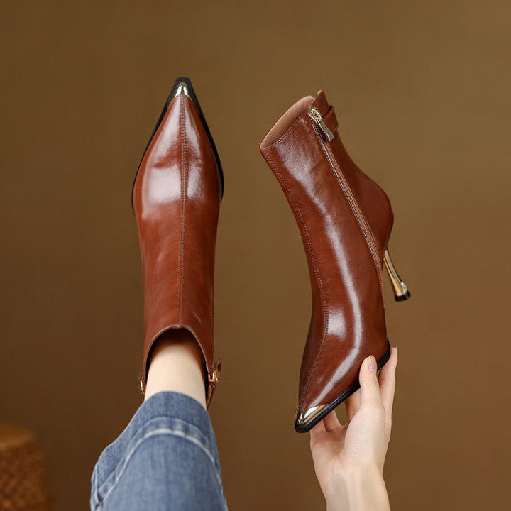 Verena - Genuine Leather High Heel Ankle Boots