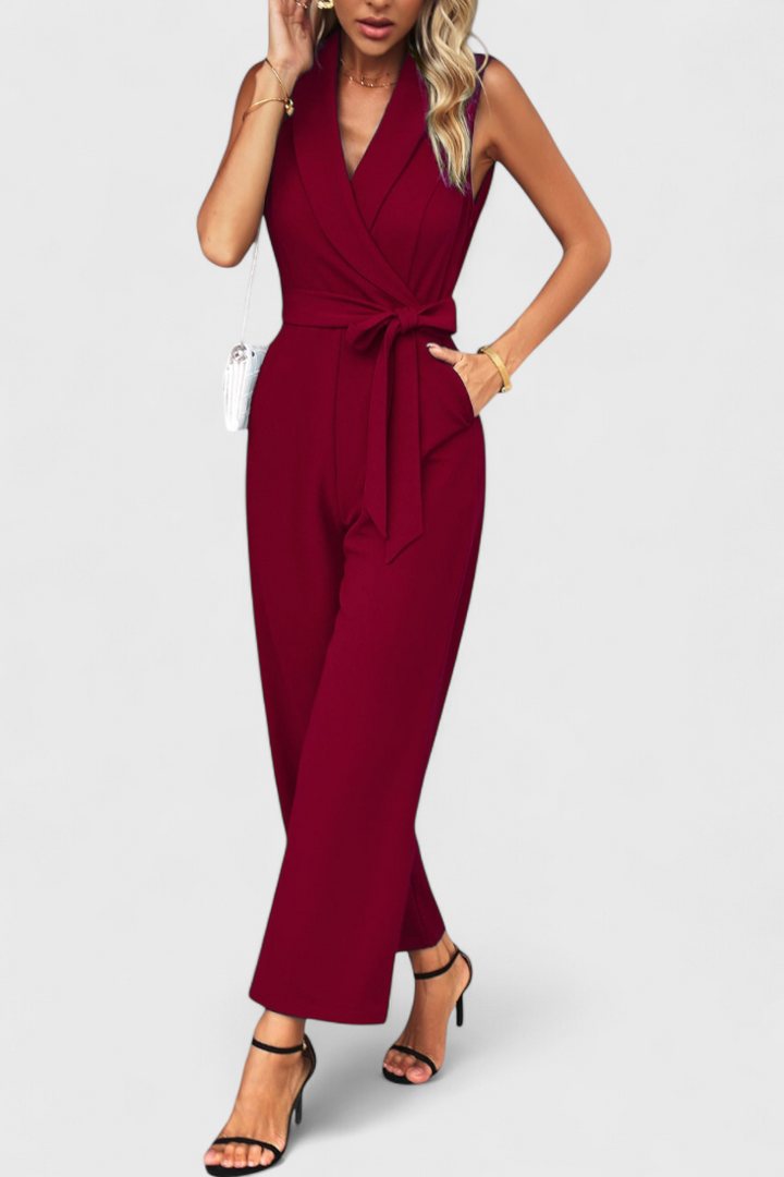 Tania - Wrap Neck Wide-Leg Jumpsuit