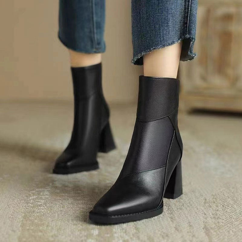 Emery - Premium Leather Block Heel Ankle Boots