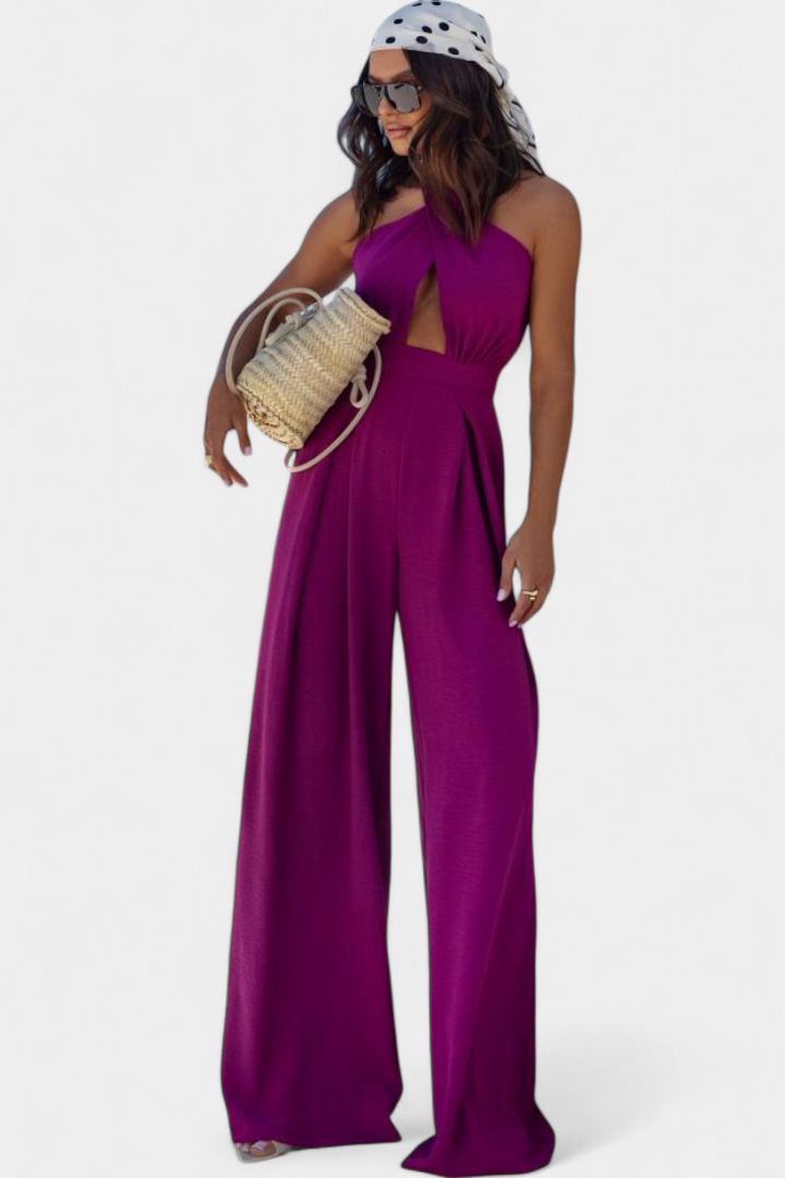 Charmaine - Halter Wrap Backless Jumpsuit