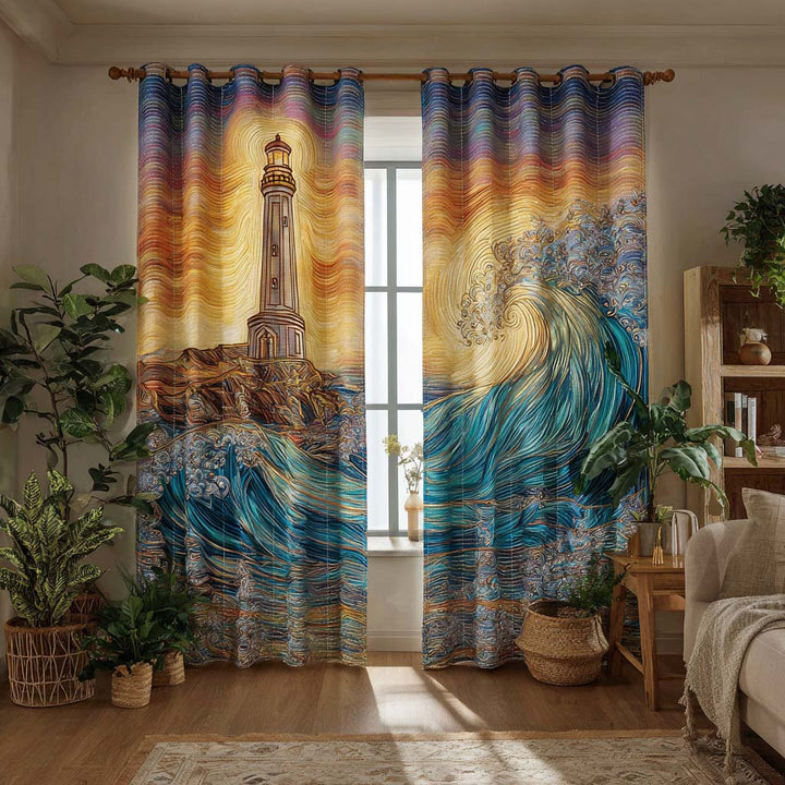 Ocean Lighthouse Quilted Curtains