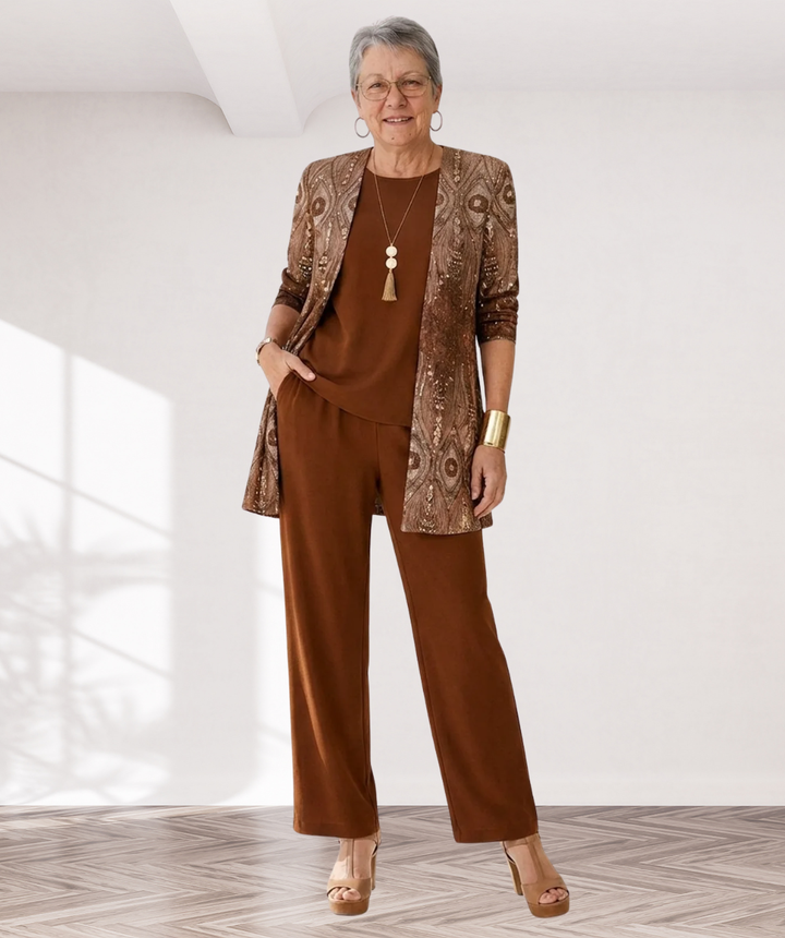 Cerise - Brown Three-Piece Matching Set