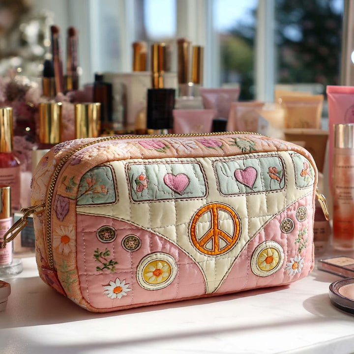 Pastel Camper Van Quilted Makeup Bag