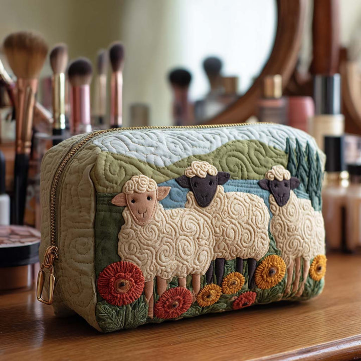 Meadow Sheep Quilted Makeup Bag